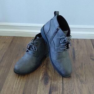 Men's Gray Lace-Up Ankle Boots